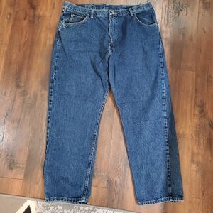 Baggy Blue Denim Wrangler Jeans Relaxed Fit 40x30 Men's